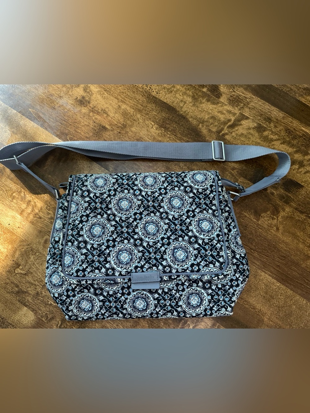 Vera Bradley Black Gray Floral Medallion Crossbody Bag
